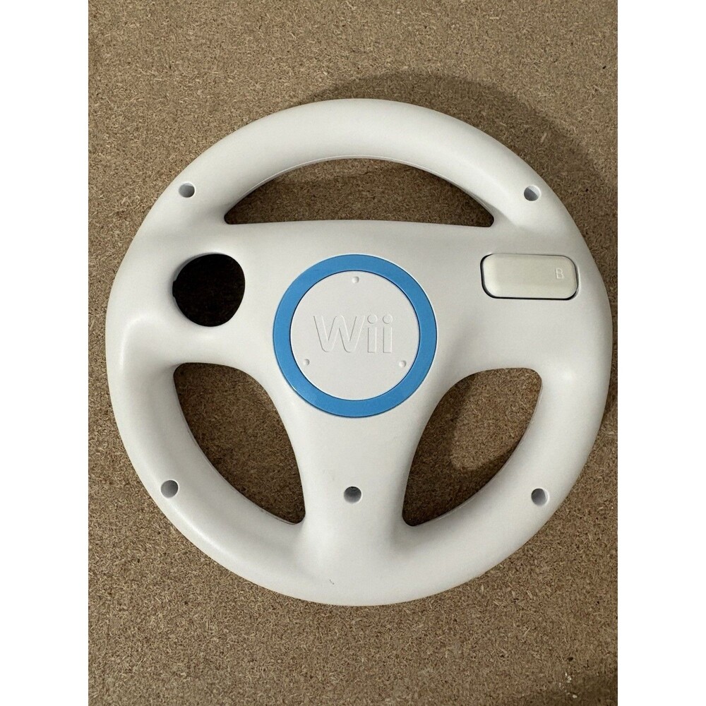 Nintendo Wii Wheel Racing Attachment Ergonomic White/Blue RVL-024